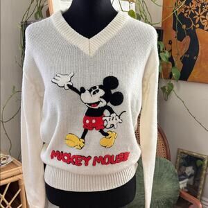Vintage 70s Disney Character Fashions Mickey Mouse Club Preppy V-Neck Sweater